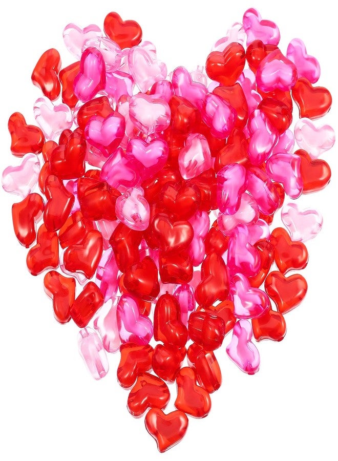 Bememo 122 Pcs Valentine's Day Acrylic Hearts Red Acrylic Hearts 3D Heart Shaped Rhinestones for Table Scatter Decoration Vase Filler Valentine's Day Supplies - Image 1