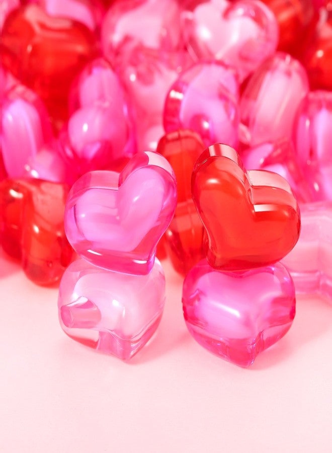 Bememo 122 Pcs Valentine's Day Acrylic Hearts Red Acrylic Hearts 3D Heart Shaped Rhinestones for Table Scatter Decoration Vase Filler Valentine's Day Supplies - Image 3