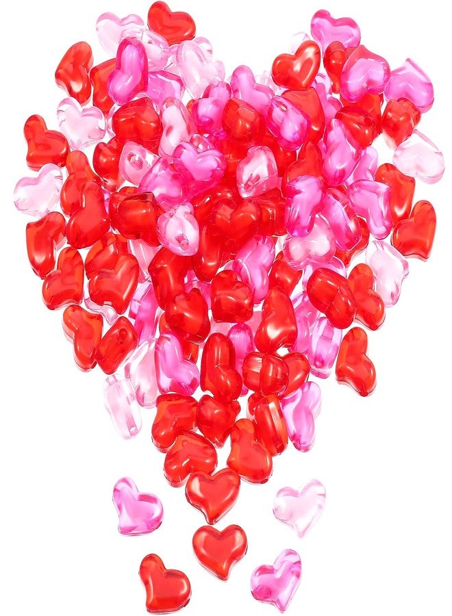 Bememo 122 Pcs Valentine's Day Acrylic Hearts Red Acrylic Hearts 3D Heart Shaped Rhinestones for Table Scatter Decoration Vase Filler Valentine's Day Supplies - Image 2