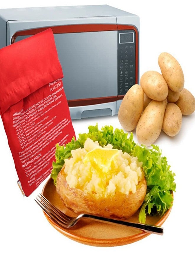 UPSTORE 4PCS Red Microwave Potato Bags Reusable Baked Bag Potato Microwave Baking Pouches for Potato Pouch Cooking in Just 4 Minutes - Image 2