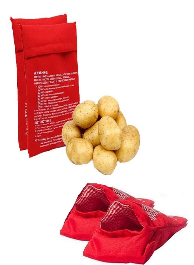 UPSTORE 4PCS Red Microwave Potato Bags Reusable Baked Bag Potato Microwave Baking Pouches for Potato Pouch Cooking in Just 4 Minutes - Image 3