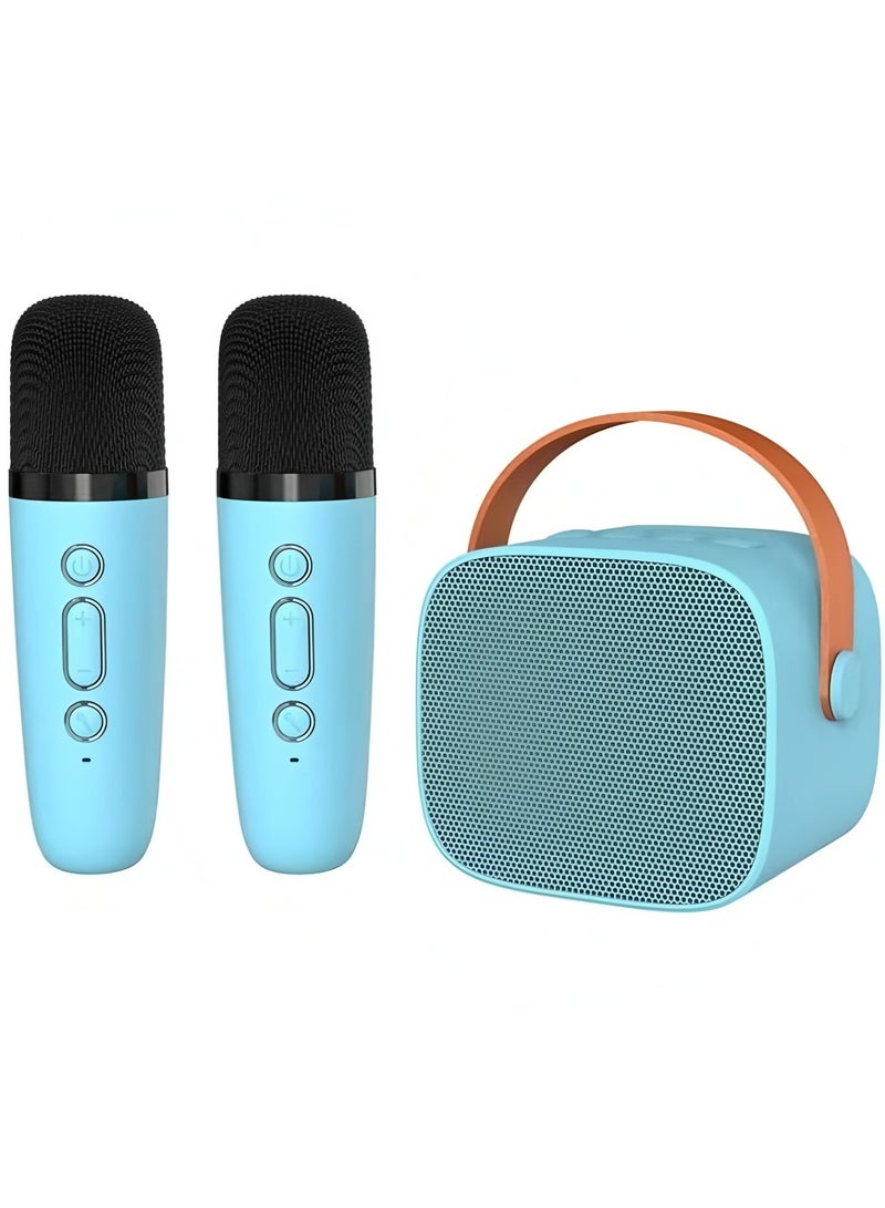 Flyview Mini Karaoke Machine for Kids, Portable Bluetooth Speaker with 2 Wireless Microphone for Adults with Led Lights, Karaoke Gifts for Girls and Boys Birthday Home Party - Image 1