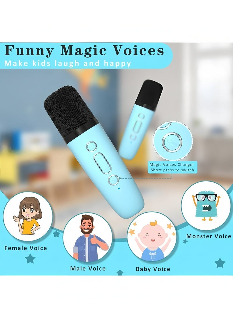 Flyview Mini Karaoke Machine for Kids, Portable Bluetooth Speaker with 2 Wireless Microphone for Adults with Led Lights, Karaoke Gifts for Girls and Boys Birthday Home Party - Image 3