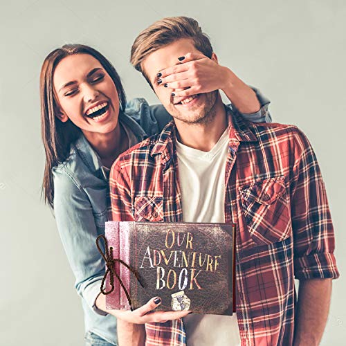 LINKEDWIN Our Adventure Book, Up Scrapbook Album with Movie Themed Postcards, Wedding and Anniversary Photo Album, Memory Keepsake, 11.6 x 7.5 inch, 80 Pages (Light Brown Pages) - Image 5