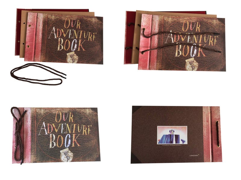 LINKEDWIN Our Adventure Book, Up Scrapbook Album with Movie Themed Postcards, Wedding and Anniversary Photo Album, Memory Keepsake, 11.6 x 7.5 inch, 80 Pages (Light Brown Pages) - Image 4