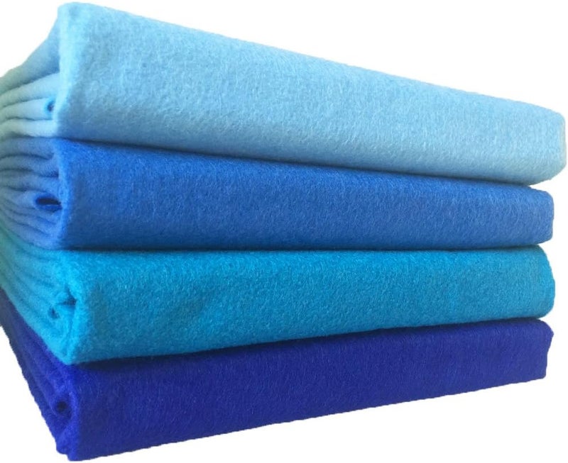 flic-flac 4pcs Thick 1.4mm Soft Felt Fabric Sheet Assorted Color Felt Pack DIY Craft Sewing Squares Nonwoven Patchwork (92x90cm Blue) - Image 5
