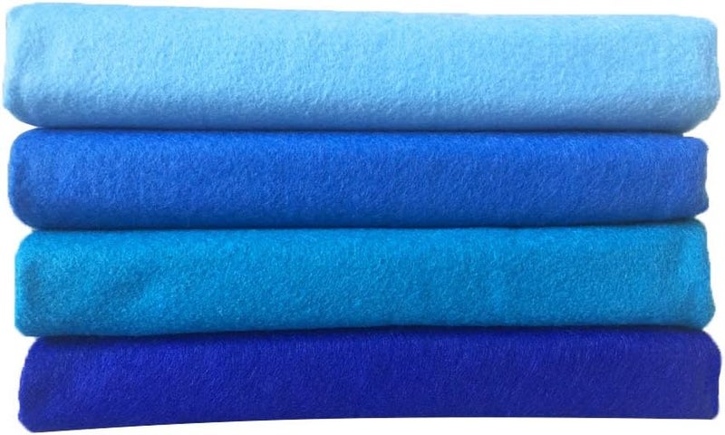 flic-flac 4pcs Thick 1.4mm Soft Felt Fabric Sheet Assorted Color Felt Pack DIY Craft Sewing Squares Nonwoven Patchwork (92x90cm Blue) - Image 4