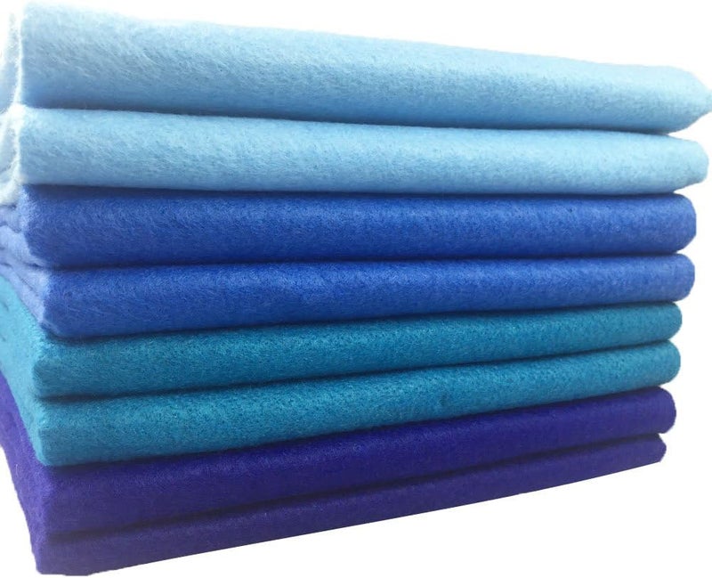 flic-flac 4pcs Thick 1.4mm Soft Felt Fabric Sheet Assorted Color Felt Pack DIY Craft Sewing Squares Nonwoven Patchwork (92x90cm Blue) - Image 1