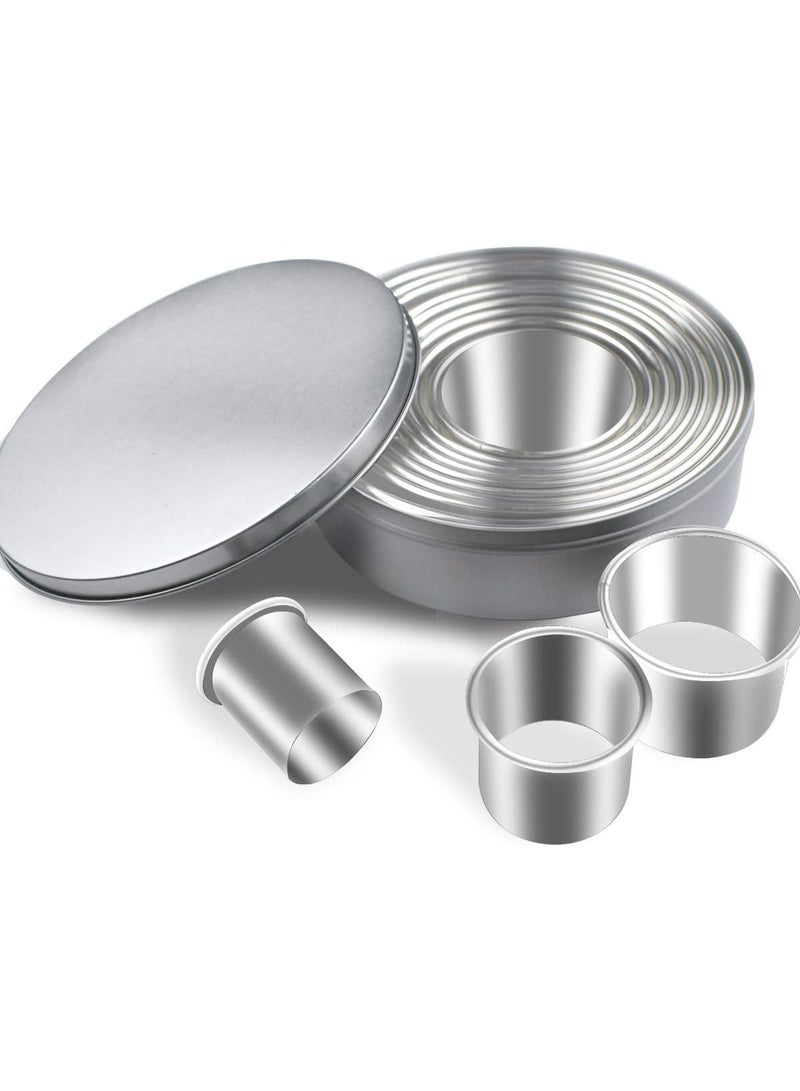 12-Piece Round Cookie Cutter Set - Stainless Steel Circle Cutters for Baking, Donut Molds for Biscuits, Bread, Cakes u0026 Sandwiches - Image 1