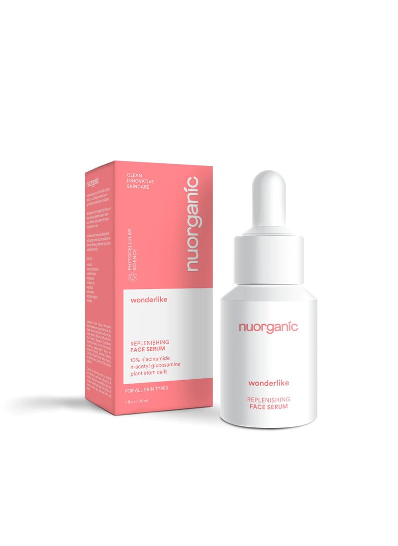 NuOrganic Cosmetics nuorganic 10% Niacinamide Serum with Plant Stem Cells - Replenishing Daily Skin Booster for More Raidant Youthful Glow - 1fl Oz 30ml 