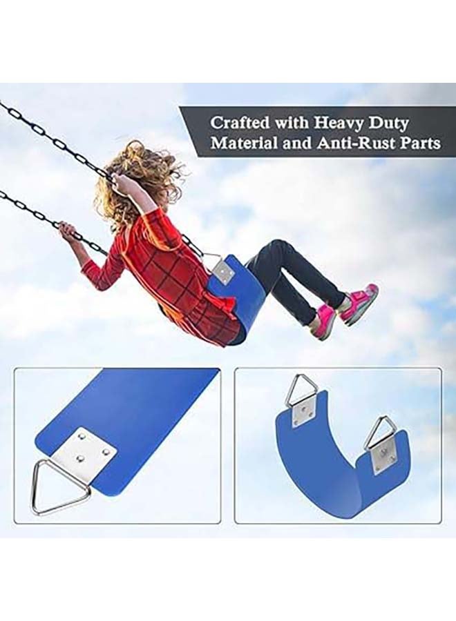 البدر مقعد ارجوحة جداري حديدي شديد التحمل مع حاجز حديدي وسلسلة مغطاة بالبلاستيك وخطافات كبس من البدر، رائعة للملعب والفناء الخلفي وغرفة اللعب (ازرق) - Image 4