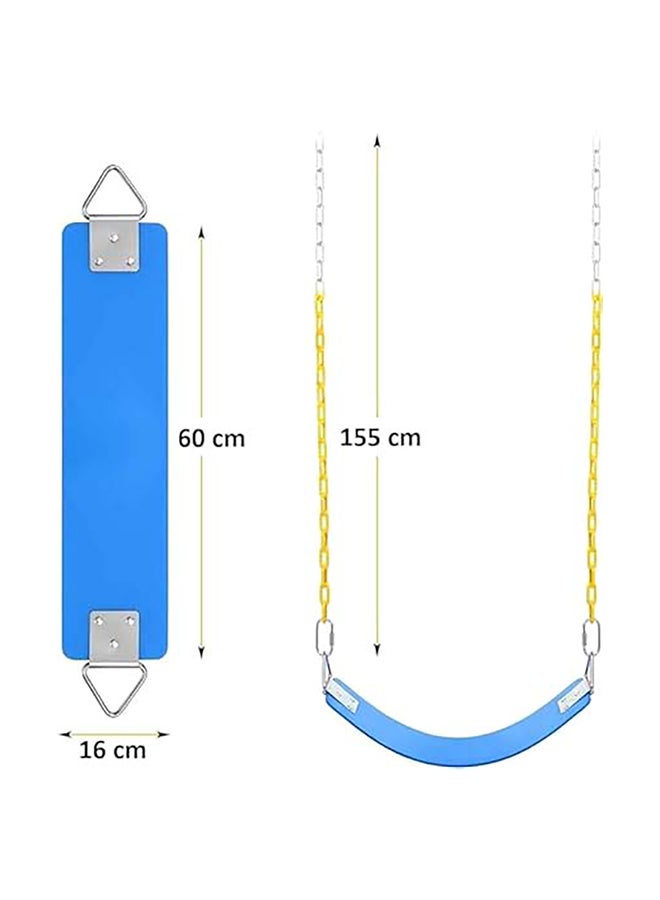 البدر مقعد ارجوحة جداري حديدي شديد التحمل مع حاجز حديدي وسلسلة مغطاة بالبلاستيك وخطافات كبس من البدر، رائعة للملعب والفناء الخلفي وغرفة اللعب (ازرق) - Image 3