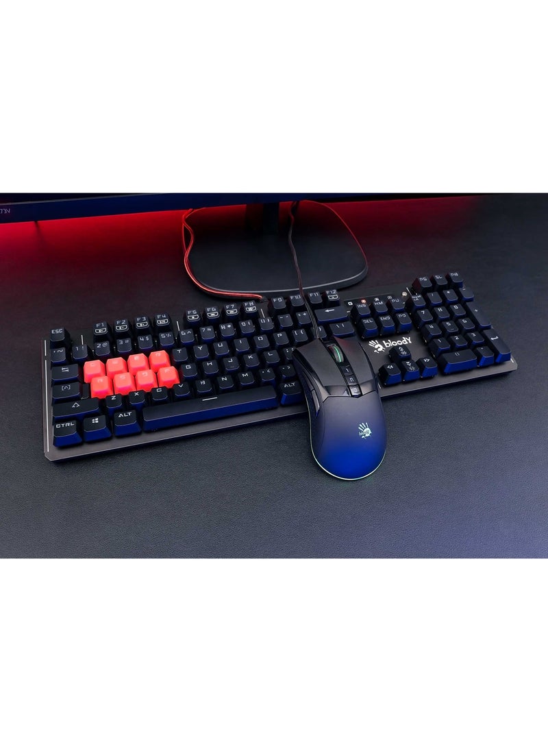 بلودي - ماوس الألعاب W90 Max RGB - مستشعر بصري BC3332-A 10000 نقطة في البوصة - معدل تقرير 2000 هرتز - 4 أنواع مفتاح إعداد LOD - استجابة المفتاح 1 مللي ثانية - عجلة مطاطية ذات حقن مزدوج - Image 1