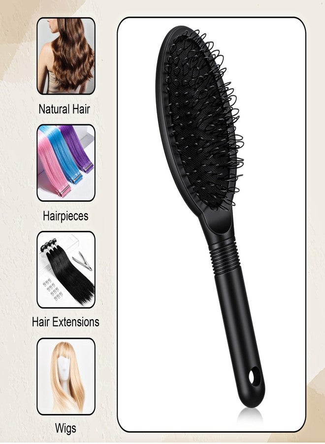 KFHENSOMR 3 Pcs Wig Brush Comb Set Premium Loop Wig Brush Hair Extension Wide Tooth Professional Extension Brushes with Ergonomic Travel Size Design for Human and Synthetic Hair Black - Image 5
