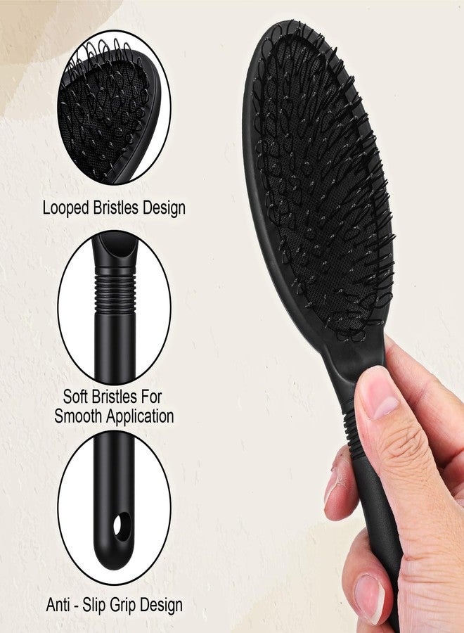 KFHENSOMR 3 Pcs Wig Brush Comb Set Premium Loop Wig Brush Hair Extension Wide Tooth Professional Extension Brushes with Ergonomic Travel Size Design for Human and Synthetic Hair Black - Image 3