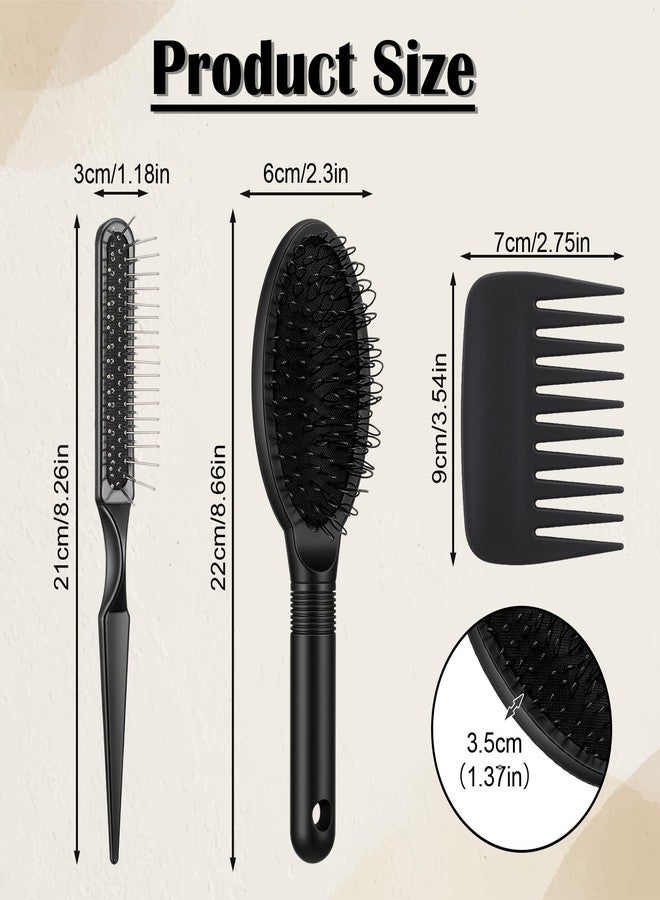KFHENSOMR 3 Pcs Wig Brush Comb Set Premium Loop Wig Brush Hair Extension Wide Tooth Professional Extension Brushes with Ergonomic Travel Size Design for Human and Synthetic Hair Black - Image 2