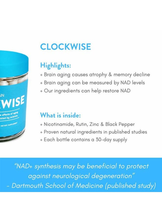 TruBrain - Clockwise | Nicotinamide | NAD Booster | Increases Energy & Promotes Anti Aging | Cell Immunity - Image 1