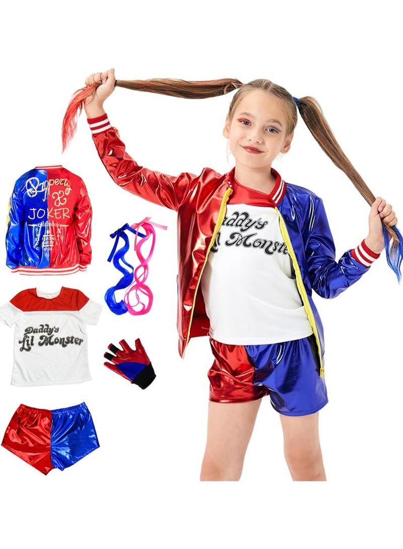 VUCATIN Cosplay Costume for Kids Girls Girls Villain Costume Kit include Jacket  T-shirt Shorts Gloves Perfect for Fancy Dress Costume Cosplay - Image 1