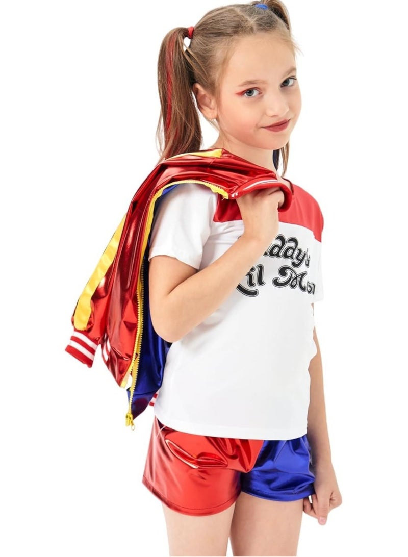 VUCATIN Cosplay Costume for Kids Girls Girls Villain Costume Kit include Jacket  T-shirt Shorts Gloves Perfect for Fancy Dress Costume Cosplay - Image 2