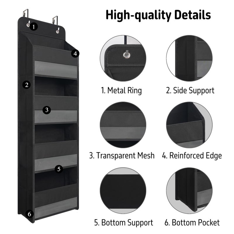 Giraffe Creation Over Door Organizer with 4 Large Capacity Pockets, Heavy Duty Hanging Organizer Storage for Closet Bathroom Nursery Bedroom Dorm, Toys Cosmetics Sundries and Baby Essentials, Black - Image 4