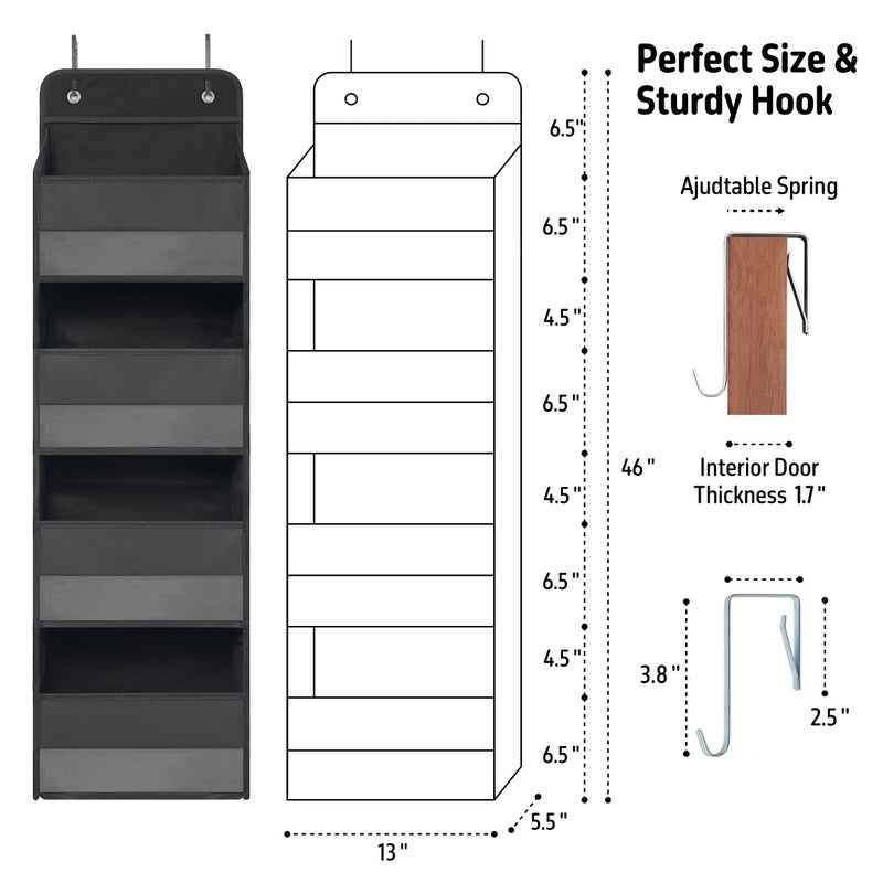 Giraffe Creation Over Door Organizer with 4 Large Capacity Pockets, Heavy Duty Hanging Organizer Storage for Closet Bathroom Nursery Bedroom Dorm, Toys Cosmetics Sundries and Baby Essentials, Black - Image 3