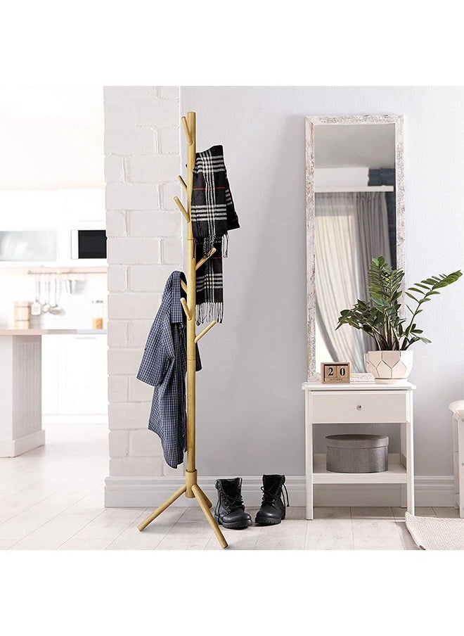 Arabest - Wooden Coat Hanger Tree with 8-hook Adjustable Height Hat Jacket and Sweater Hanger Easy to Assemble Elegant Design for Home or Office Lobbies and Entrances - Image 1