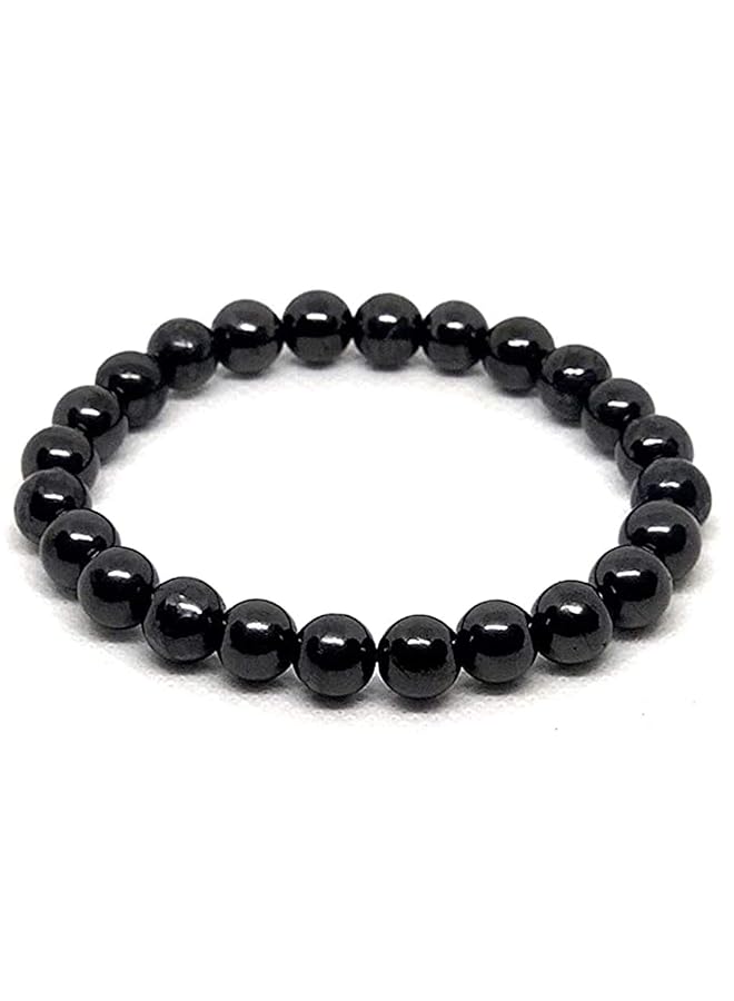 erorex Black Tourmaline Obsidian Wealth Bracelet Natural Beads Bracelet Negative Energy Protection Healing Crystals Earthing Strength And Meditation. Good Luck Bracelet 7 Inch（8 Mm） - Image 2