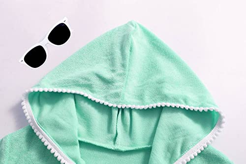 LUCKYGAL Girls Swimsuit Cover Up Zip-Up Swim Coverup Green Terry Beach Bathing Suit Wraps, Size 8 9 - Image 3