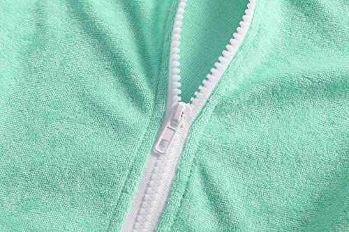 LUCKYGAL Girls Swimsuit Cover Up Zip-Up Swim Coverup Green Terry Beach Bathing Suit Wraps, Size 8 9 - Image 5