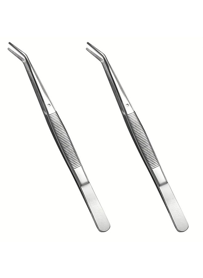 Stainless Steel Curved Tweezers Multi Purpose Forceps For Sewing Repairs 2pcs - Image 1