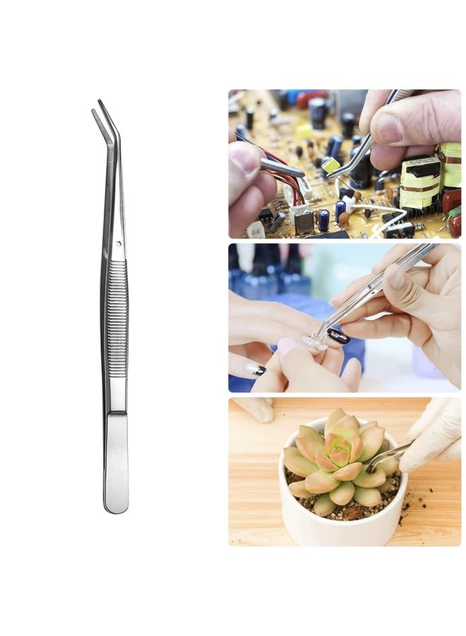 Stainless Steel Curved Tweezers Multi Purpose Forceps For Sewing Repairs 2pcs - Image 2
