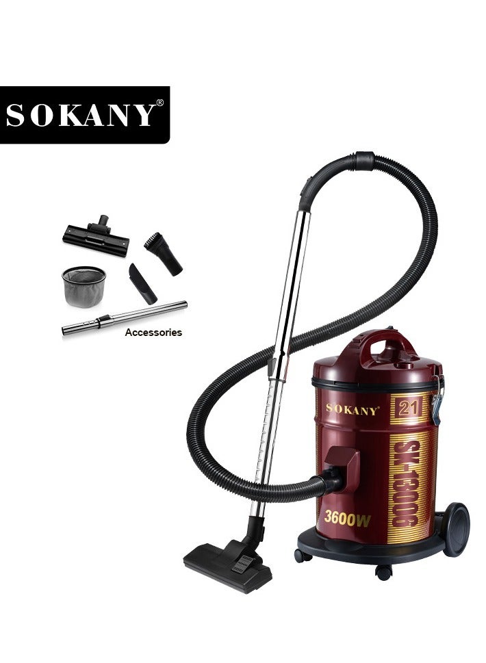 sokany Canister Vacuum Cleaner 3600W 21 l 3600W, SK-13006 Maroon Red - Image 1
