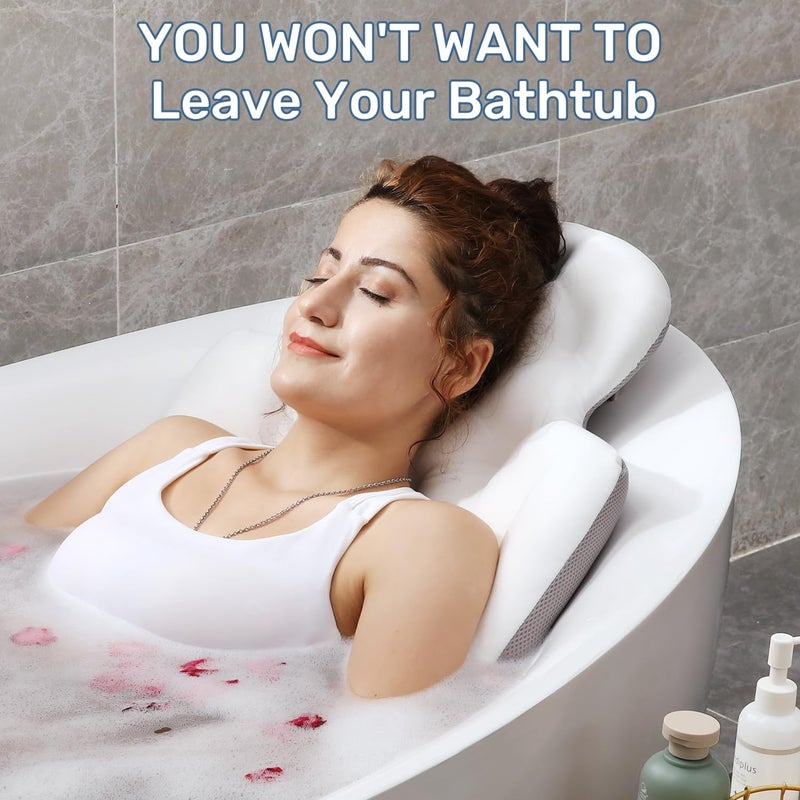 VOXOR Full Body Bath Pillow for Bathtub, Thick Bathtub Cushion with Laundry Bag, Luxury Tub Pillow for Bath for Headrest Neck and Back Support White 51" x 16" - Image 5