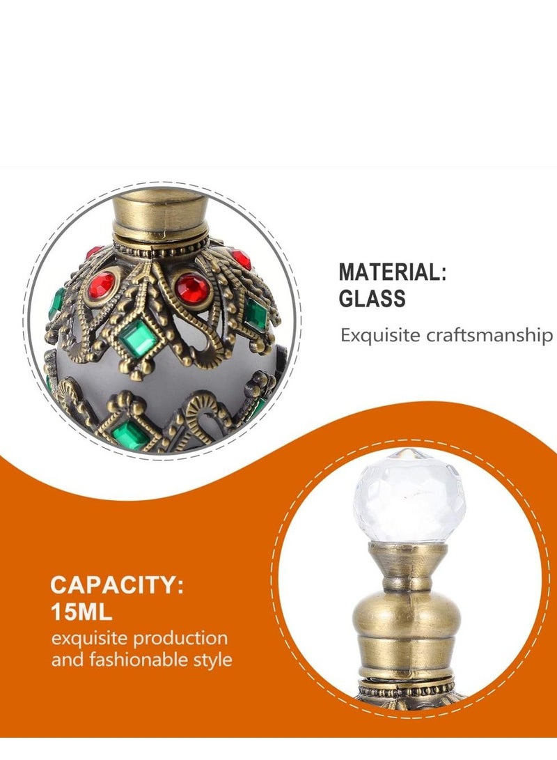 Antique Glass Bottle 15ml Vintage Refillable Perfume Bottle Antique Gemstone Crystal  for Wedding Home Decoration Crystal Perfume Bottle - Image 3