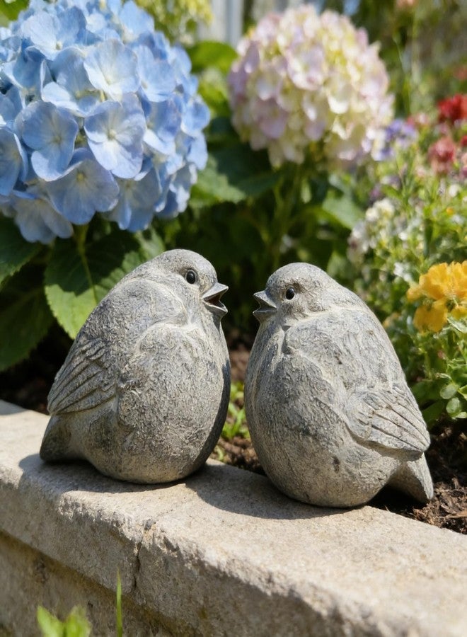 Cynkeyee Small Birds Figurines Home Decor - Set of 2 Vintage Bird Statue, Cute Animal Statues Shelf Decor Suit for Home, Garden Sculpture, Office Desktop, Easter Decor - Image 4