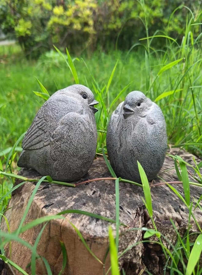Cynkeyee Small Birds Figurines Home Decor - Set of 2 Vintage Bird Statue, Cute Animal Statues Shelf Decor Suit for Home, Garden Sculpture, Office Desktop, Easter Decor - Image 5