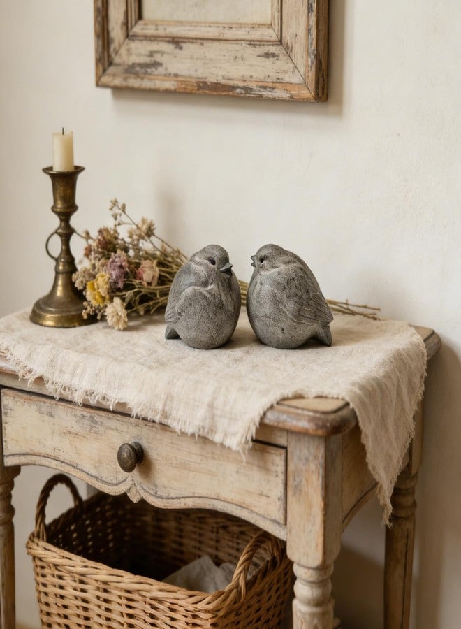 Cynkeyee Small Birds Figurines Home Decor - Set of 2 Vintage Bird Statue, Cute Animal Statues Shelf Decor Suit for Home, Garden Sculpture, Office Desktop, Easter Decor - Image 2