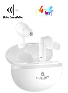 GRABIT True Wireless Earbuds ANC & ENC for Clear Sound enjoy deep bass and noise-free calls with ANC + ENC technology. With 4-5 hours playtime, a 300mAh charging case, and fast 1.5-hour charging, stay powered all day. Compatible with iPhone, Samsung, OnePlus, Xiaomi, Huawei, Google Pixel, iPads, and more perfect for work, travel, and workouts.  - Image 1
