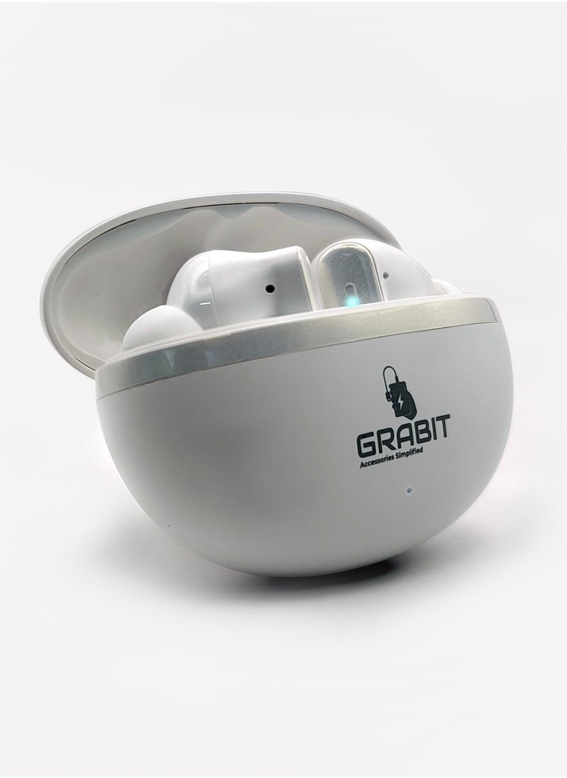 GRABIT - True Wireless Earbuds ANC & ENC for Clear Sound enjoy deep bass and noise-free calls with ANC + ENC technology. With 4-5 hours playtime, a 300mAh charging case, and fast 1.5-hour charging, stay powered all day. Compatible with iPhone, Samsung, OnePlus, Xiaomi, Huawei, Google Pixel, iPads, and more perfect for work, travel, and workouts. - Image 1
