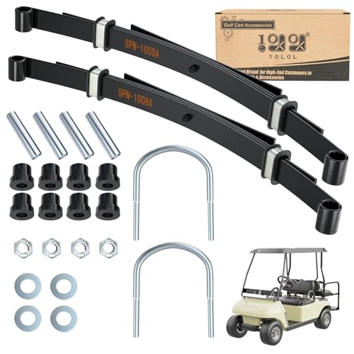 10L0L Heavy Duty Rear Spring Kit for Club Car DS 1981-up Golf Cart, 4 Leafs Spring with Bushings Spacers & U Bolts, OEM# 102006501 1014675 1011149 - Image 1