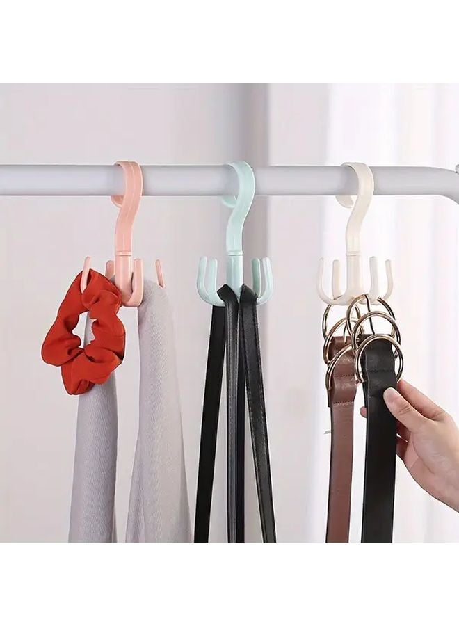Wall Mounted Rotating Clothes Hooks 360 Degree Spinning Wardrobe Organizer Pink - Image 2