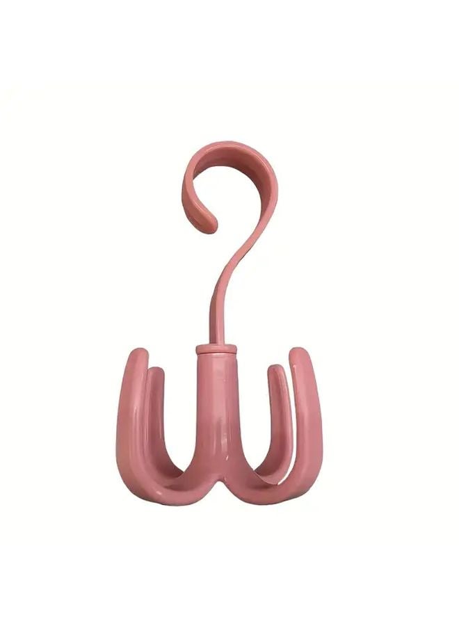 Wall Mounted Rotating Clothes Hooks 360 Degree Spinning Wardrobe Organizer Pink - Image 1