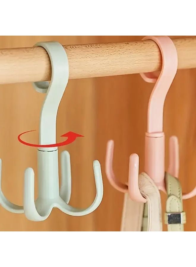 Wall Mounted Rotating Clothes Hooks 360 Degree Spinning Wardrobe Organizer Pink - Image 3