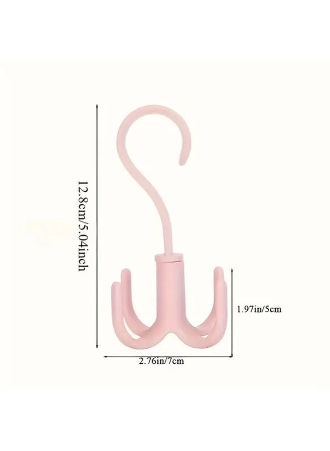 Wall Mounted Rotating Clothes Hooks 360 Degree Spinning Wardrobe Organizer Pink - Image 4