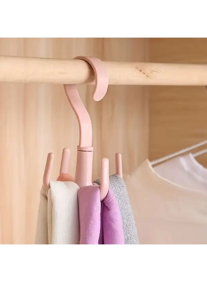 Wall Mounted Rotating Clothes Hooks 360 Degree Spinning Wardrobe Organizer Pink - Image 5