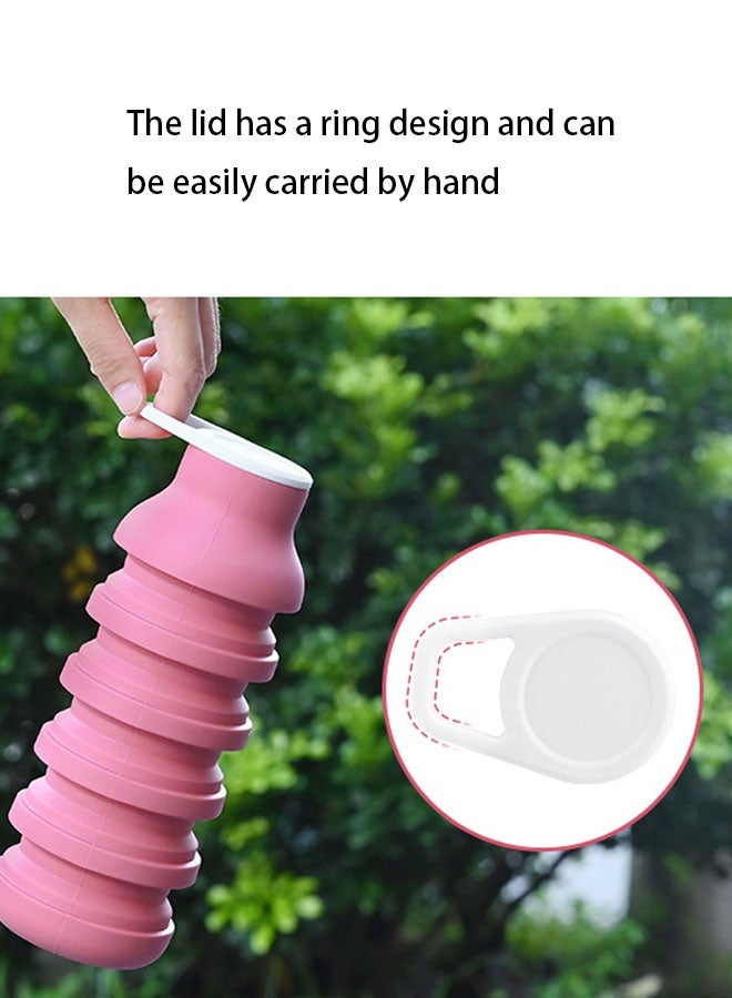 600ML Silicone Foldable Water Bottles- High-Temperature Resistant Travel Outdoor Sports Water Cup Black - Image 4