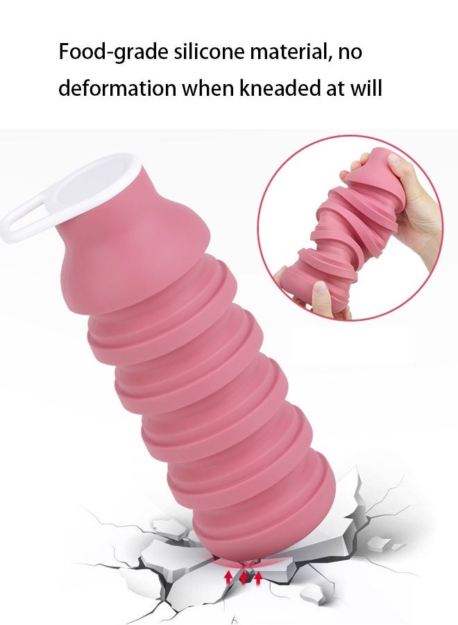 600ML Silicone Foldable Water Bottles- High-Temperature Resistant Travel Outdoor Sports Water Cup Black - Image 5