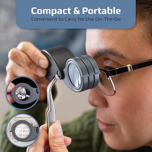 Carson TriView 5x/10x/15x Folding Loupe Magnifier with Built-in Case, 3-in-1 Portable Loupe Magnifying Glass - Adjustable Magnification, Great for Jewelry (TV-15) - Image 5