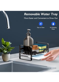 Excefore Kitchen Sink Caddy Organizer, 304 Stainless Steel Sponge  Holder for Sink Countertop with Removable Drain Tray for Dishes, Knives, Spoons, and Forks  - Image 3