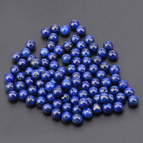 LPBeads 100PCS 8mm Blue Lapis Gemstone Round Loose Beads for Jewelry Making with Crystal Stretch Cord - Image 3
